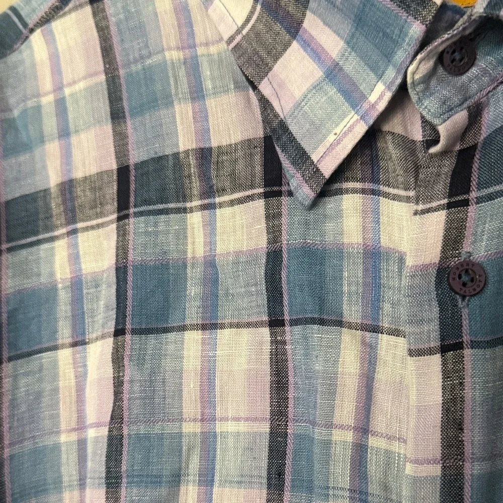 Robert Talbott Plaid 100% Linen Button Down Shirt Men’s XXL - Picture 3 of 8